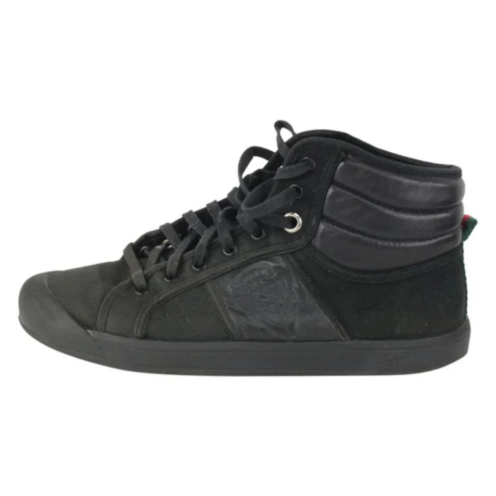 Gucci Men's US 9.5 High Top Web Black Sneaker Boot